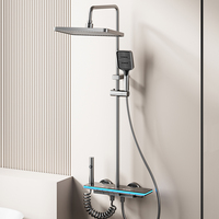 Système de pluie 4 fonctions Mélangeur de bain Robinet de douche Finition huilée Pomme de douche en acier inoxydable pour appartements