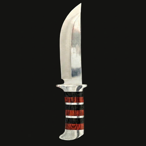 Couteau de chasse en acier inoxydable, lame à pointe tombante, manche en bois, rayures rouges et noires, épaisseur 0,6 mm, produits faits à la main - Product Image 1