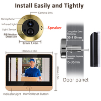 Caméra de porte intelligente Tuya 3MP sans fil 2.4G Wifi avec micro et haut-parleur intégrés, détection humaine PIR, interphone de sécurité pour la maison