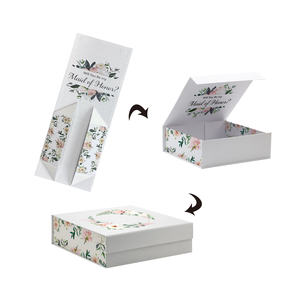 Boîte cadeau magnétique de luxe personnalisée de 2mm d'épaisseur vide demoiselle d'honneur proposition fleur fille demoiselle d'honneur boîte avec gaufrage pour crème pour le visage - Product Image 2