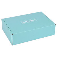 Boîtes d'expédition personnalisées en carton ondulé recyclé, avec logo en relief, pelliculage mat bleu et revêtement UV, pour chaussettes, vente en gros