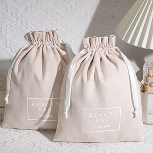 Custom Logo Reusable Large Beige Blank Suede Velvet Drawstring <b>Bag</b> Shoes <b>Dust</b> <b>Bags</b> for Handbags Clothing Storage Suede Pouch - Product Image 1