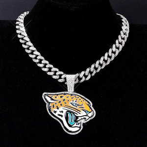 Хит продаж, Jacksonville Jaguars 32 NFLTeams, бриллиантовое ожерелье с подвеской в стиле хип-хоп, мужские и женские, прямые продажи с завода - Product Image 2