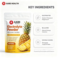 Poudre d'électrolytes en sachets à marque privée OEM, saveur ananas, sans sucre, B6 B12, énergie, sans gluten, personnalisable pour athlètes