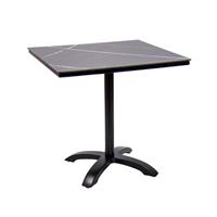 Table de salle à manger résistante aux intempéries et aux UV, durable, en HPL de 0,59'', 24''x30'', ronde, en marbre noir, en stratifié haute pression