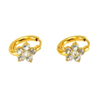 Anting-anting Huggie Fashion dari Baja Anti Karat Grosir, Lapisan Emas 18K, Bunga Minimalis, Anting Hoop Acero untuk Wanita