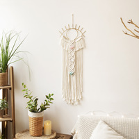 Bohème macramé coton cordon tenture murale mauvais œil attrape-rêves avec pendentif en pierre de cristal Boho tissé macramé pour chambre