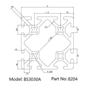 Produsen China Profil T-slot <span class=keywords><strong>CNC</strong></span> Aluminium Ekstrusi BS3030A 3.00 inci x 3.00 inci Permukaan Halus # 8204 - Product Image 3