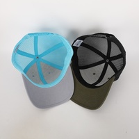 Vente en gros Écusson en cuir personnalisé Logo 6 Panneau Chapeau Coton Maille à la mode Casquette de camionneur Écusson tissé Conception de haute qualité OEM Sports Gorras