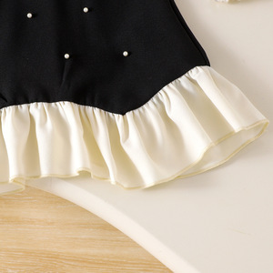 Vestido de Princesa con Cuello Halter y Perlas para Niñas, Estilo Europeo y Americano, con Volantes, Elegante y a la Moda, Ropa Infantil de Verano - Product Image 5