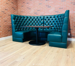 Canada Bàn Ghế Nhà Hàng Thức Ăn Nhanh Pizza Thiết Kế Hiện Đại Gian Trưng Bày Ghế Sô Pha Nhà Hàng Tròn Bán Nguyệt Hình Chữ U Màu Xanh Dương - Product Image 2