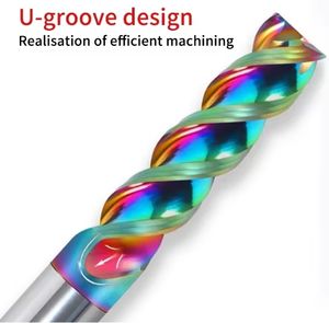 Hoge Hardheid Hrc60 Kleurrijke Aluminium Frees <span class=keywords><strong>Cutter</strong></span> Hoge Efficiëntie 3 Fluiten U-Groef Carbide Einde Molen Voor Aluminium - Product Image 5