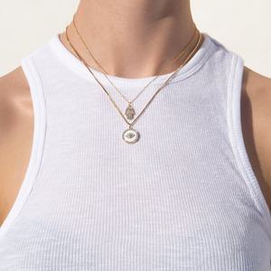 Collana con Ciondolo Occhio del Diavolo Hamsa in Argento Sterling 925 Placcato Oro per <span class=keywords><strong>Donna</strong></span> - Product Image 3