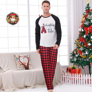 Logotipo personalizado Família Pijama De Natal Inverno Pijama Manga Longa Pijama Custom <span class=keywords><strong>Kids</strong></span> Pijama Set Print Top e Xadrez Calças Pijamas - Product Image 4