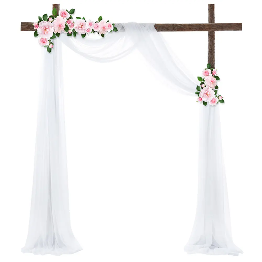 Wedding Arch Drapes Fabric Panels Ivory Chiffon Fabric Drapery for Party Ceremony Wedding Arch Decoration Stage Reception