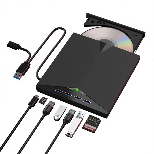 Cross-border USB3.0 External 7-in-1 DVD Burner with Multi-Function 2MB Cache Tray Type for Desktop Computer