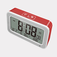 Jam Alarm Digital Mini LCD Modern, lampu latar bertenaga USB besar otomatis fotosensitif meja senyap jam samping tempat tidur
