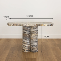 Meubles KUMUSI, table console de salon en marbre gris moderne Wabi-Sabi avec base solide pour villa et appartement