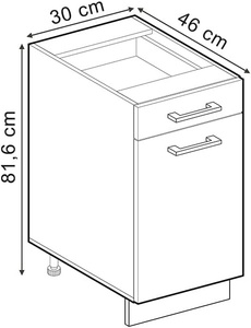 <span class=keywords><strong>Meuble</strong></span> de <span class=keywords><strong>cuisine</strong></span> modulaire 46 <span class=keywords><strong>cm</strong></span> sans plan de travail Anthracite avec pieds réglables <span class=keywords><strong>3</strong></span> étagères Poignée et bouton - Product Image 2