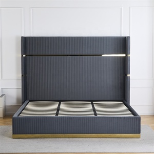 Tête <span class=keywords><strong>de</strong></span> <span class=keywords><strong>lit</strong></span> haute moderne et luxueuse avec design unique en <span class=keywords><strong>tissu</strong></span> Couleur personnalisée Cadre <span class=keywords><strong>de</strong></span> <span class=keywords><strong>lit</strong></span> double King Size pour chambres élégantes - Product Image 3