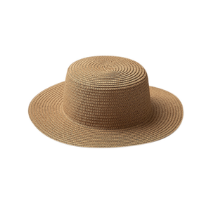 Chapeaux <span class=keywords><strong>de</strong></span> paille à visière plate personnalisés en gros avec logo, chapeaux <span class=keywords><strong>de</strong></span> plage en paille simples et bon marché pour l'été, <span class=keywords><strong>chapeau</strong></span> panama pour femmes - Product Image 3