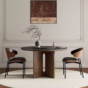 <b>Round</b> Wooden Dining <b>Table</b> With Rotatable Top For <b>Small</b> Space Modern Home Use - Product Image 2