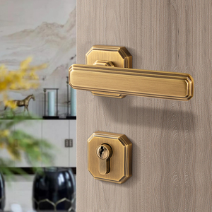 Manija de Puerta Moderna de Latón Negro Mate con Llave, Apta para Mansiones, Apartamentos, Puertas Interiores y Exteriores, Sistemas de Cerraduras - Product Image 2