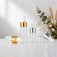 Botol Tetes Kaca Mini Bening 1ml 2ml 3ml 5ml Grosir, Botol Kecil Kosong untuk Serum, Parfum, Minyak dengan Pipet untuk Perawatan Kulit