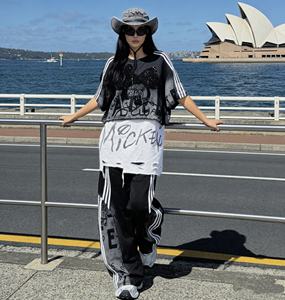 8061/FANMAJIALIE T-shirt da <span class=keywords><strong>donna</strong></span> in cotone stampato ricamato Mickey <span class=keywords><strong>Minnie</strong></span> a maniche corte vestibilità ampia traspirante Street Fashion - Product Image 3