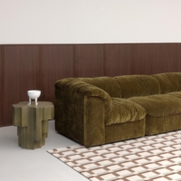 Canapé modulaire sur mesure en velours à assise profonde et surdimensionnée, directement de l'usine, pour salon de villa, vente en gros de meubles