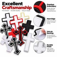 Patch brodé en gros, croix chrétienne gothique latine religieuse, thermocollant ou à coudre