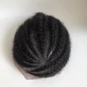 Hombres 8x10 "Peluca de reemplazo de cabello de encaje completo 8 Cornrow Strand Braid Hombres Rizado Natural <span class=keywords><strong>Afro</strong></span> Hair Toupee Cabello humano - Product Image 3