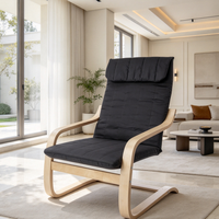 Fauteuil individuel moderne et minimaliste en bois massif, confortable et robuste, pour salon