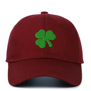 Superbe Qualität St. Patrick's Day 3 Blatt Klee 6 Panel Papa Hüte Baumwolle Baseballmütze mit Individuellzug