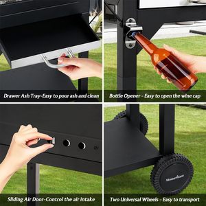 <span class=keywords><strong>Barbecue</strong></span> au charbon de bois moderne et durable MASTER COOK avec deux tables latérales, surface de cuisson de 332 pouces carrées, fumoir extérieur <span class=keywords><strong>pour</strong></span> le camping et le jardin - Product Image 6