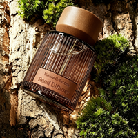 Bouteille d'aromathérapie en verre rayé de 120 ml avec couvercle en bois pour diffuseur d'huiles essentielles, parfum d'ambiance et emballage de parfum