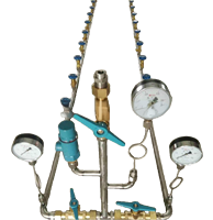 Industrial Gas Manifold SS304 Dual Line | Cylinder Distribution System with Brass Valves Pressure Gauges