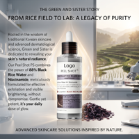 Ampoule exfoliante au riz noir, exfoliant pour le visage avec de l'eau de son de riz et de la niacinamide, éliminateur de points noirs, minimiseur de pores