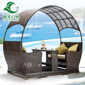 Neues Design Patio Rattan Wicker Schaukel stuhl für 4 Personen Adult Balcony Garden Schaukel schaukel stühle