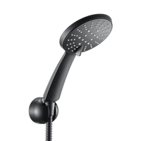 GEE-N 2022 Pommeau de douche à main traditionnel 5 fonctions, jet doux, effet pluie, noir mat, ABS, économie d'eau