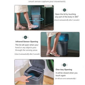 Smart Touchless Motion Sensor Trash <strong>Can</strong> Automatic Privacy <strong>Garbage</strong> <strong>Can</strong> with Lid 3.5 Gallon Dogproof Plastic Slim Trash Bin - Product Image 6
