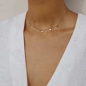 Collar Gemnel <span class=keywords><strong>2026</strong></span>, Joyería de Plata S925, Cadena Delicada Hecha a Mano con Cinco Pequeños Discos Dorados, Collar de Monedas - Product Image 2