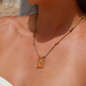 Collier pendentif carte de <span class=keywords><strong>tarot</strong></span> tendance, style bohème pour femme, bijou rétro, chaîne en corde colorée, collier <span class=keywords><strong>à</strong></span> breloques - Product Image 5