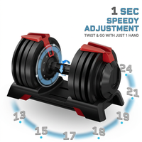Haltères réglables 24 kg (52,5 lb) avec 12 niveaux de poids, libération rapide, équipement de musculation pour la maison, entraînement de force, équipement de fitness