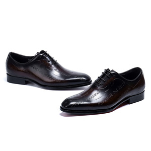 Zapatos Oxford de Piel Genuina Marrón con Punta Puntiaguda, Cordones, Parte Superior Repujada, Suela de Goma, para Todas las Temporadas, Envío Directo - Product Image 5