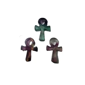 天然水晶工艺品安卡十字雕愈合宝石埃及生命钥匙雕像DIY项链饰品
