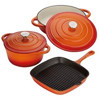 Ensemble de casseroles et poêles en fonte émaillée personnalisables pour la cuisine, idéal pour la cuisson des soupes et des bouillons