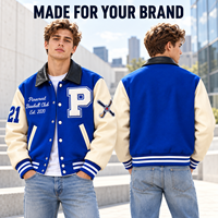 Veste universitaire en cuir sur mesure pour homme avec col en cuir et motif de lettres en chenille sur le devant - Service OEM