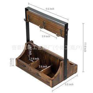Wooden desktop water cup <b>rack</b>, hanging <b>drain</b> <b>rack</b>, tea bag and coffee bag organizer, wooden compartmentalized storage <b>rack</b> - Product Image 2