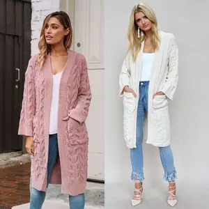 Cardigan tricoté en Chenille pour femme, haut ouvert devant, Long, décontracté, ample, pantalon d'hiver, Long